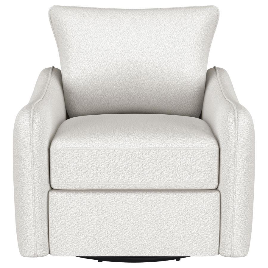Madia - Upholstered Sloped Arm Swivel Glider Chair - Vanilla Swivel Glider Chair modern furniture Contempo Furniture