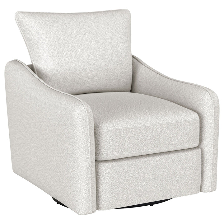 Madia - Upholstered Sloped Arm Swivel Glider Chair - Vanilla Swivel Glider Chair modern furniture Contempo Furniture