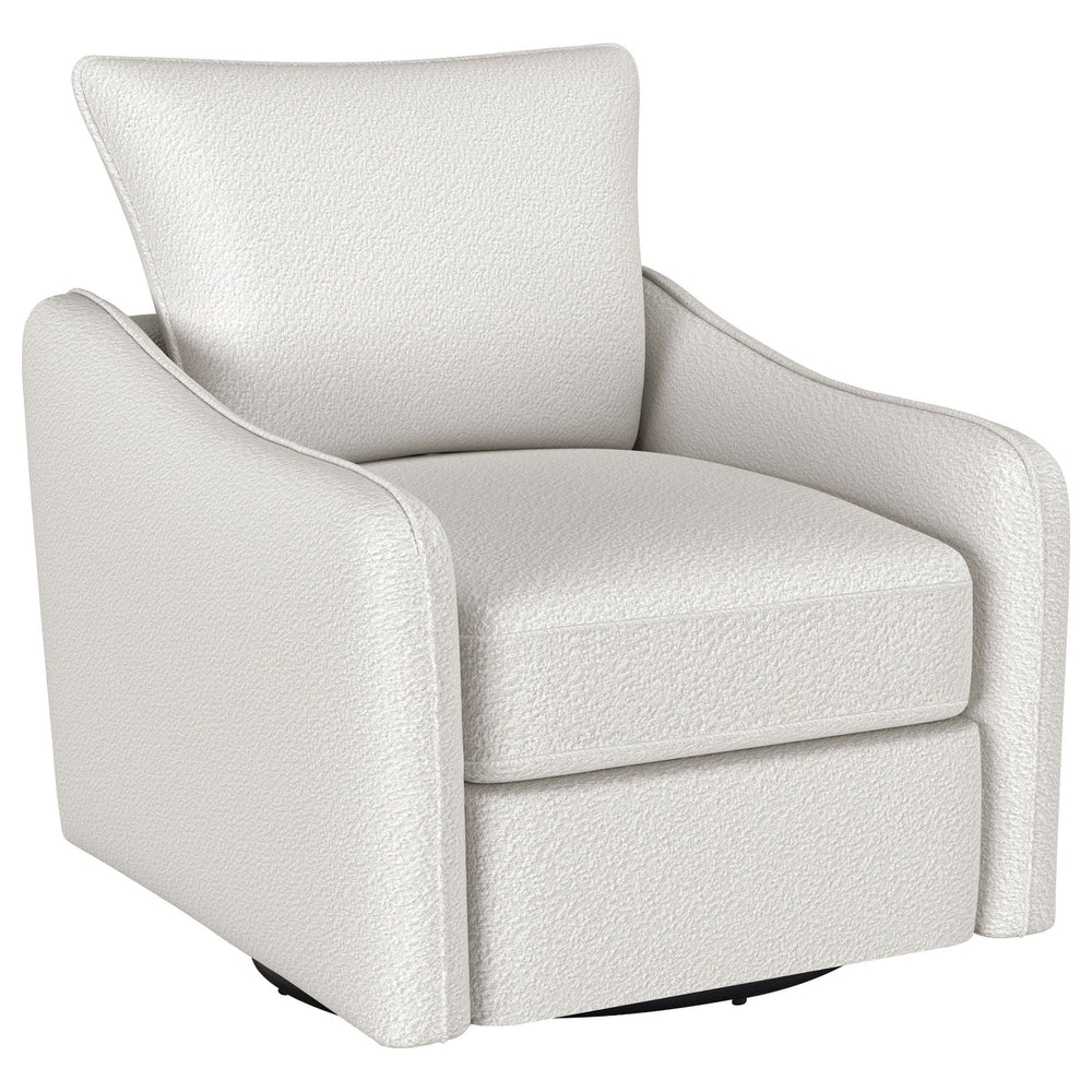 Madia - Upholstered Sloped Arm Swivel Glider Chair - Vanilla Swivel Glider Chair modern furniture Contempo Furniture