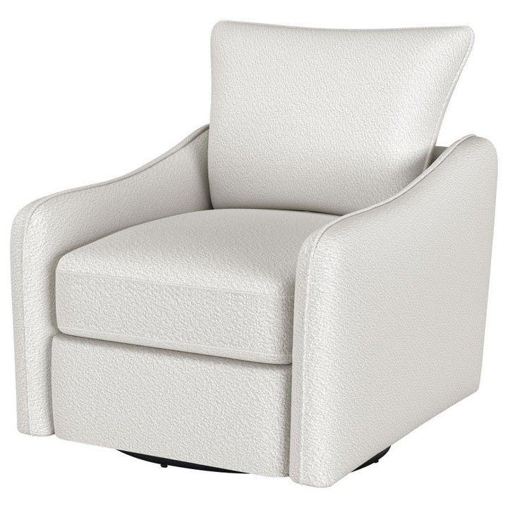 Madia - Upholstered Sloped Arm Swivel Glider Chair - Vanilla Swivel Glider Chair modern furniture Contempo Furniture