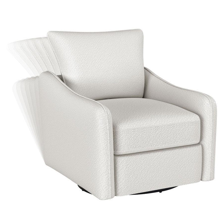 Madia - Upholstered Sloped Arm Swivel Glider Chair - Vanilla Swivel Glider Chair modern furniture Contempo Furniture