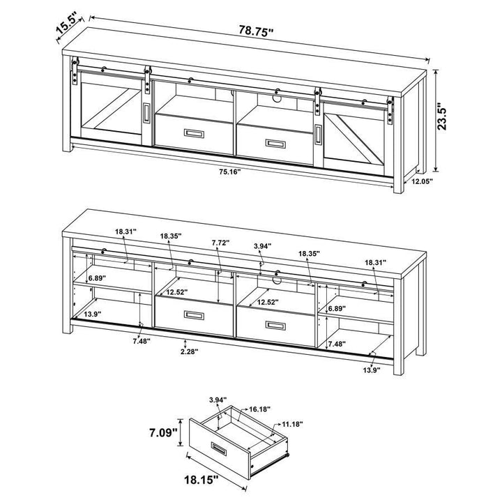 Madra - 2 - Door Engineered Wood TV Stand - Dark Pine TV Stand modern furniture Contempo Furniture