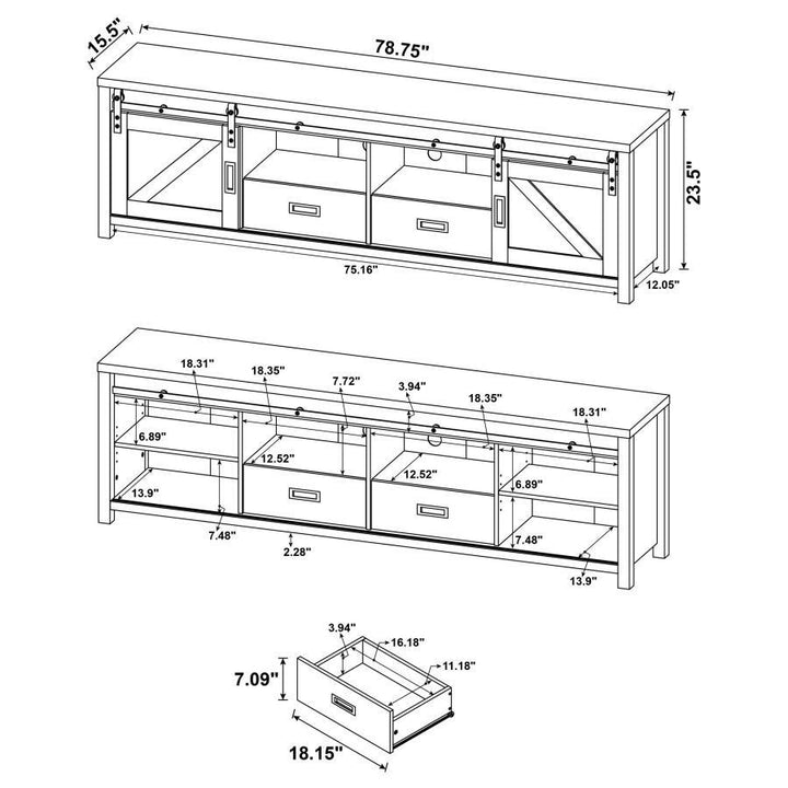 Madra - 2 - Door Engineered Wood TV Stand - Distressed Pine TV Stand modern furniture Contempo Furniture