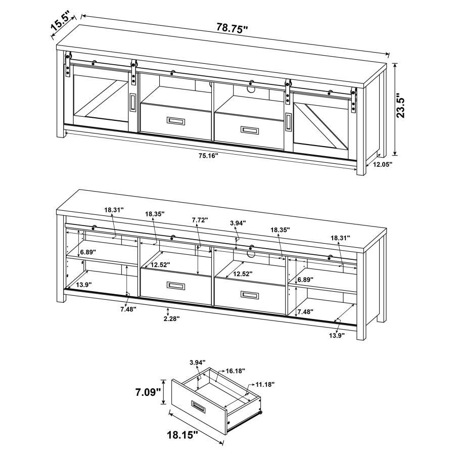 Madra - 2 - Door Engineered Wood TV Stand - Distressed Pine TV Stand modern furniture Contempo Furniture