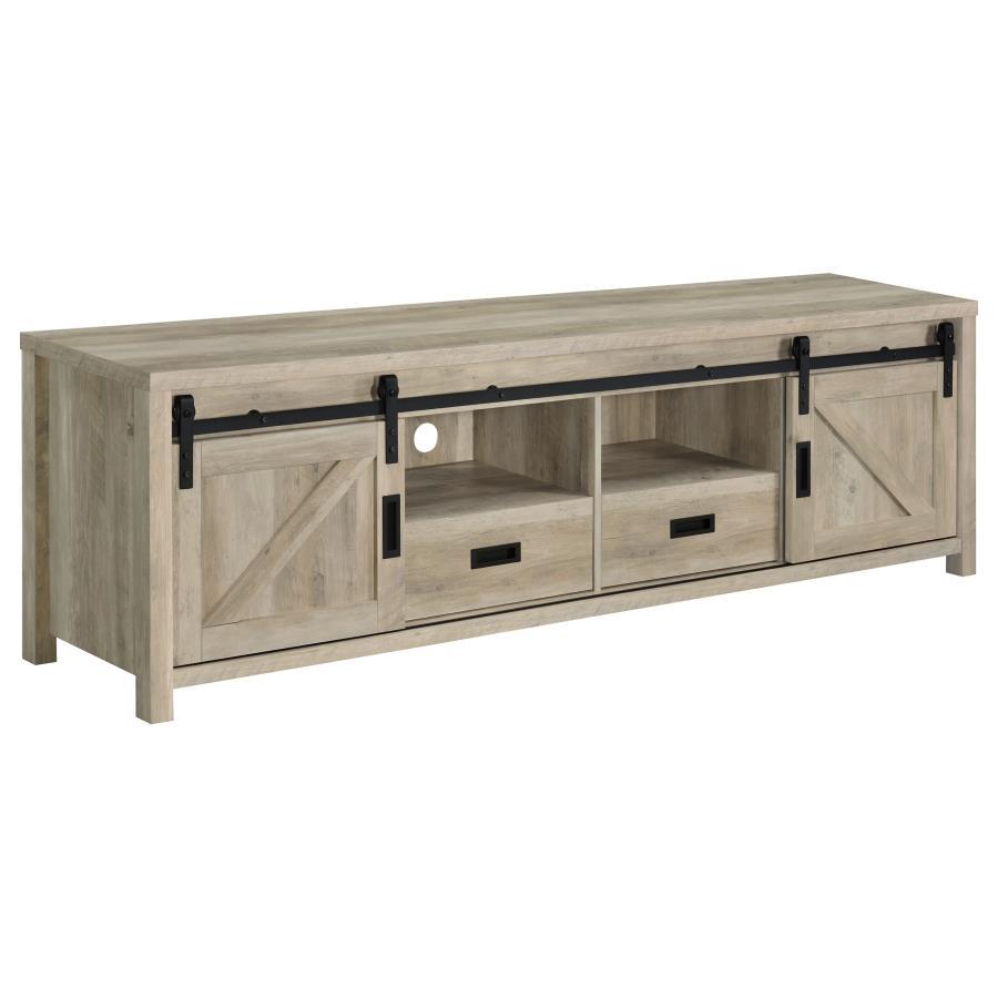 Madra - 2 - Door Engineered Wood TV Stand - Distressed Pine TV Stand modern furniture Contempo Furniture