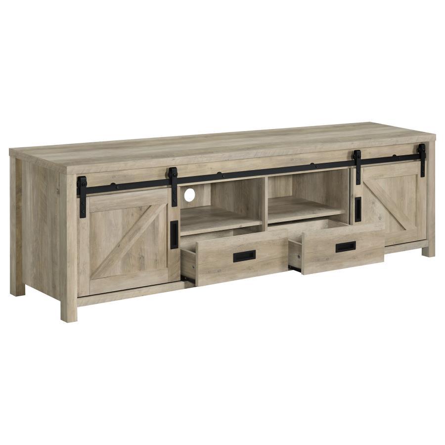 Madra - 2 - Door Engineered Wood TV Stand - Distressed Pine TV Stand modern furniture Contempo Furniture