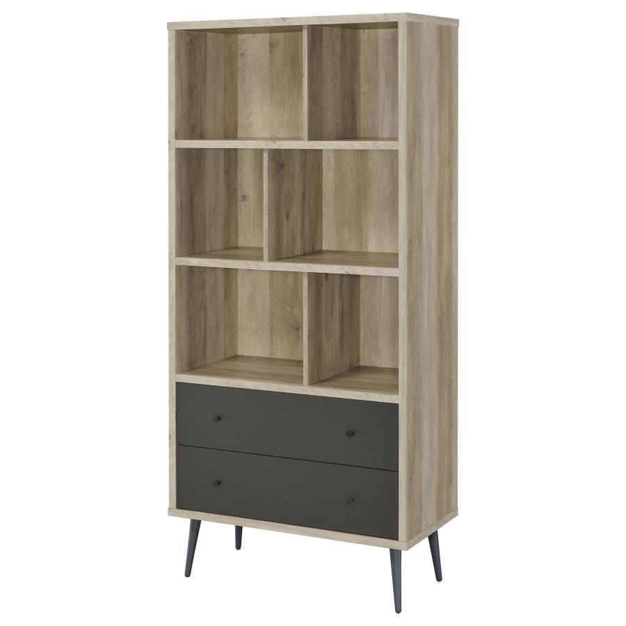 Maeve - 3 - Shelf Bookcase With Drawers - Distressed Pine Standard Bookcase modern furniture Contempo Furniture