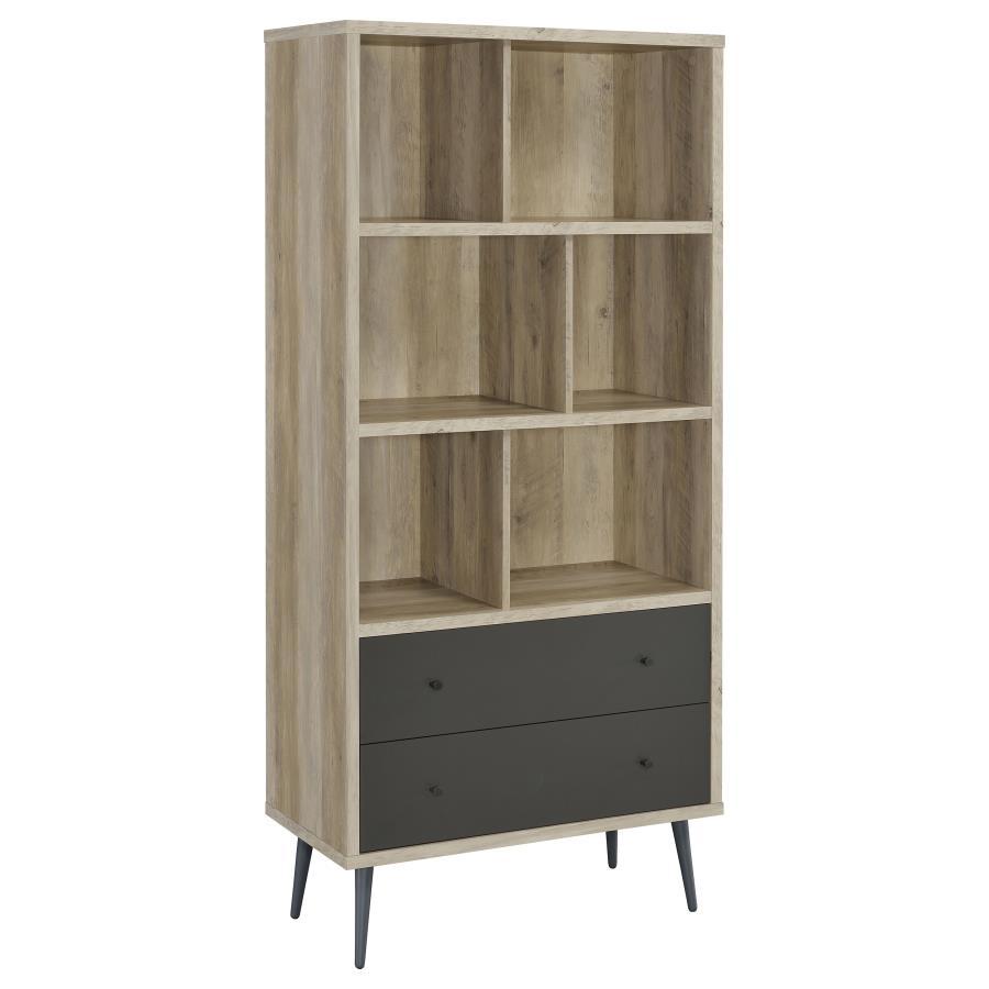 Maeve - 3 - Shelf Bookcase With Drawers - Distressed Pine Standard Bookcase modern furniture Contempo Furniture