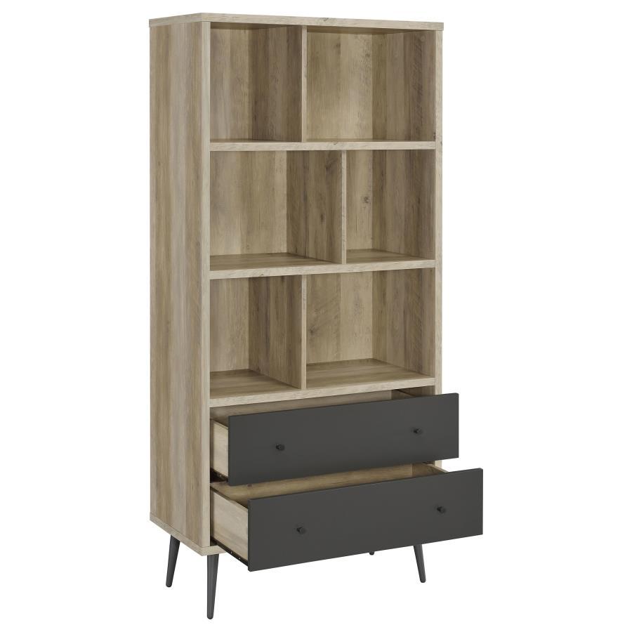 Maeve - 3 - Shelf Bookcase With Drawers - Distressed Pine Standard Bookcase modern furniture Contempo Furniture