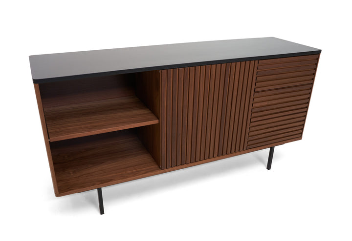 Maggie  Modern Walnut and Grey Buffet