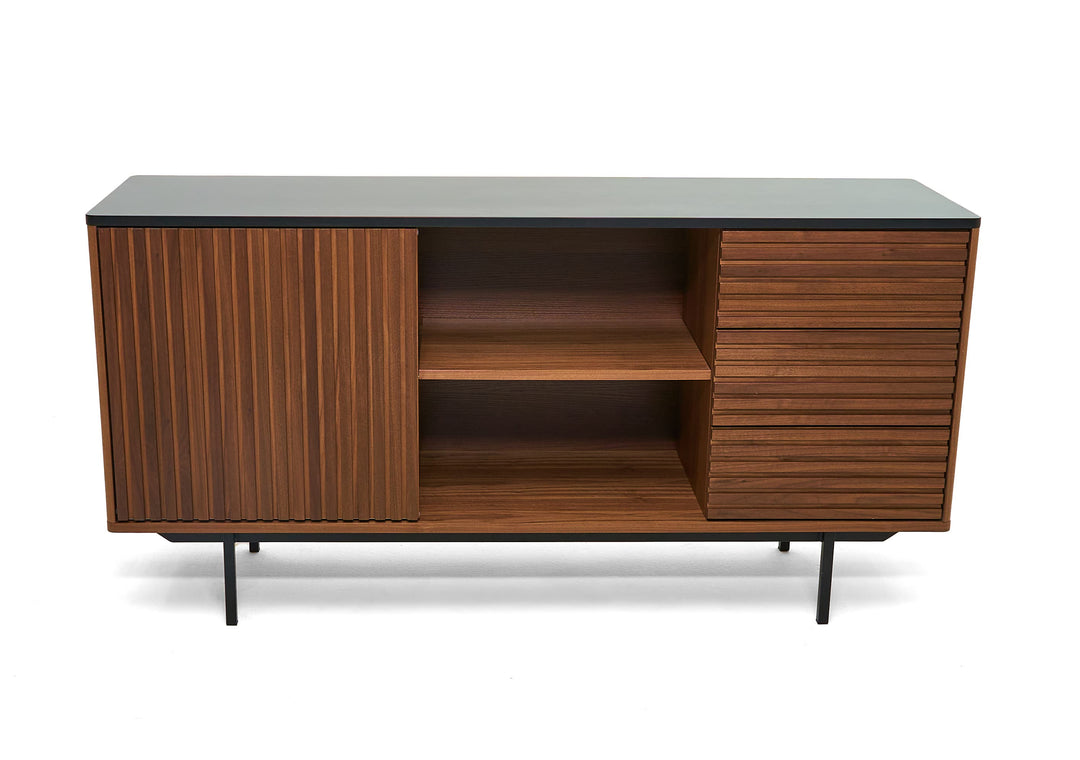 Maggie  Modern Walnut and Grey Buffet