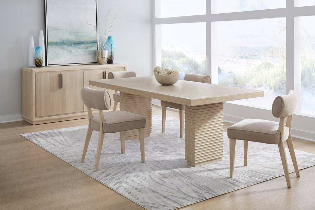 Magnolia Double Pedestal Wooden Dining Table in Daffodil Table modern furniture Contempo Furniture