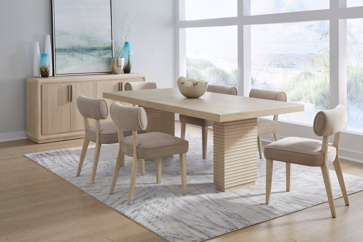 Magnolia Double Pedestal Wooden Dining Table in Daffodil Table modern furniture Contempo Furniture