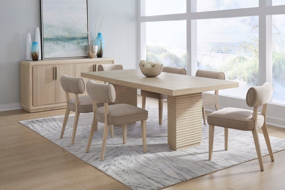 Magnolia Double Pedestal Wooden Dining Table in Daffodil Table modern furniture Contempo Furniture