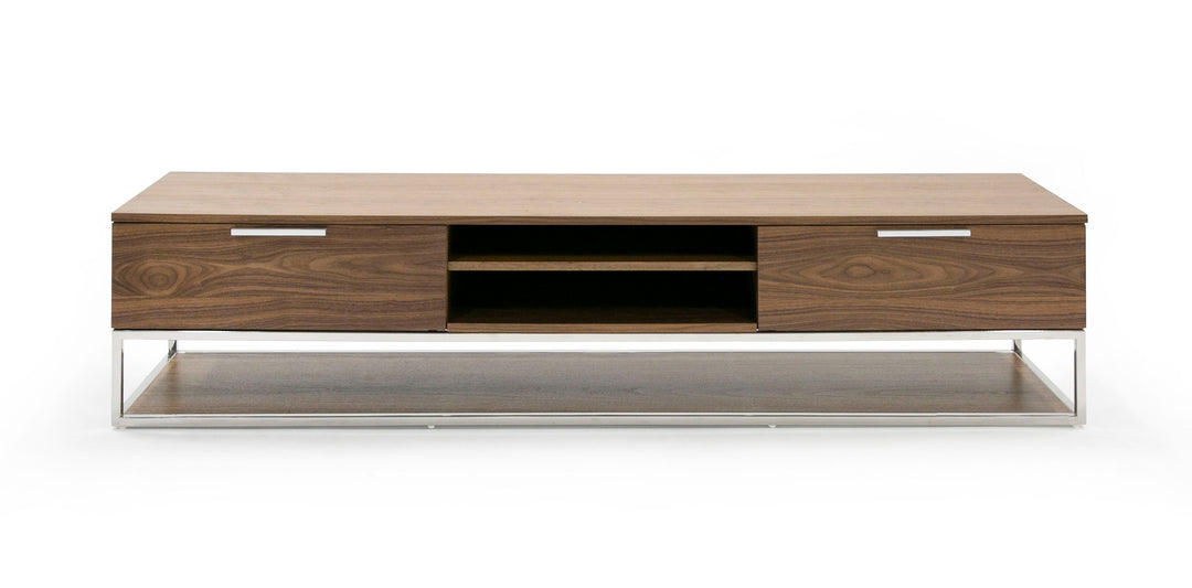 Heloise - Modern Walnut and Stainless Steel TV Stand