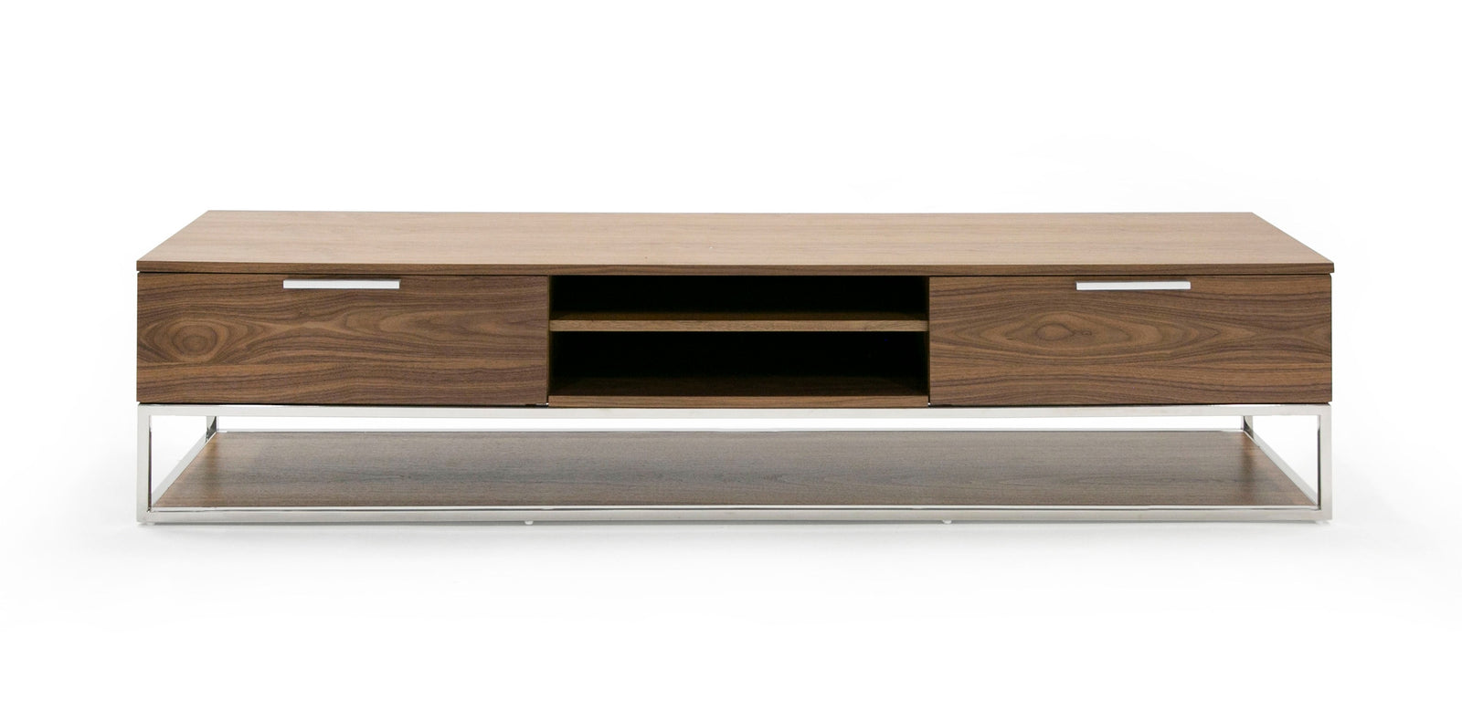 Heloise - Modern Walnut and Stainless Steel TV Stand