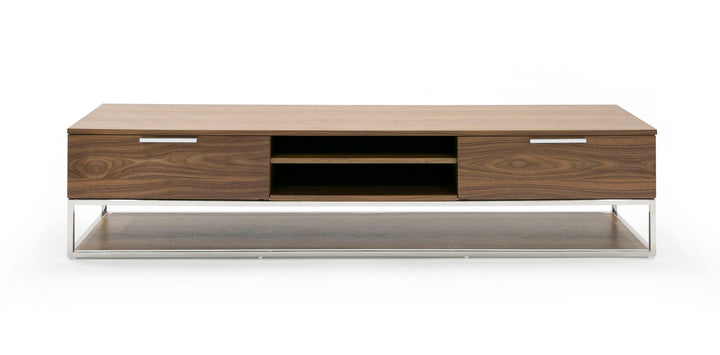 Heloise - Modern Walnut and Stainless Steel TV Stand