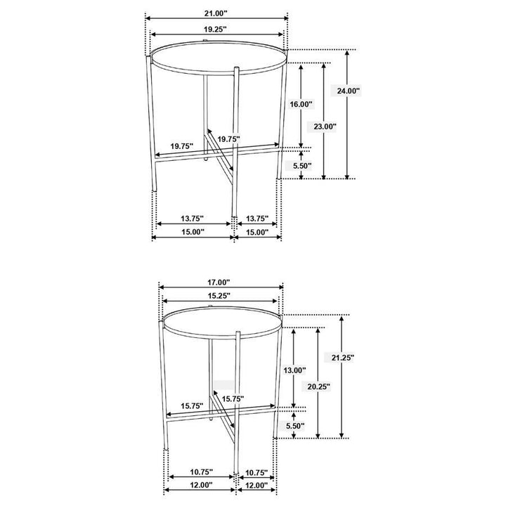 Malka - 2 Piece Round Wood Nesting Table - Dark Brown And Gold Nesting Table modern furniture Contempo Furniture