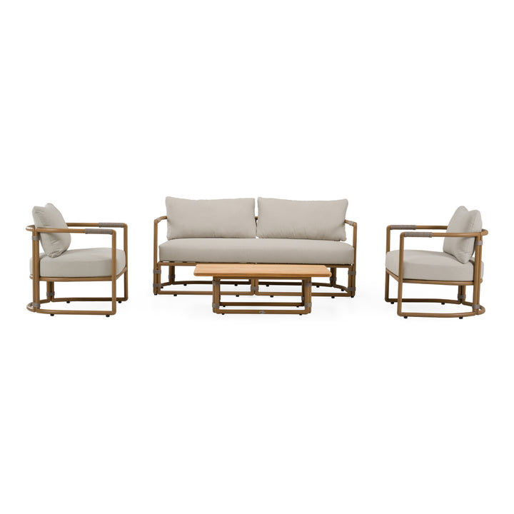 Malta - Outdoor Light Grey + Teak Sofa Set