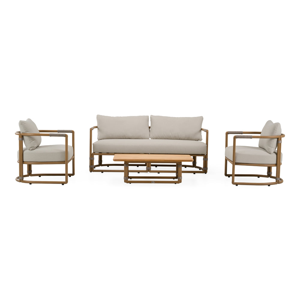 Malta - Outdoor Light Grey + Teak Sofa Set