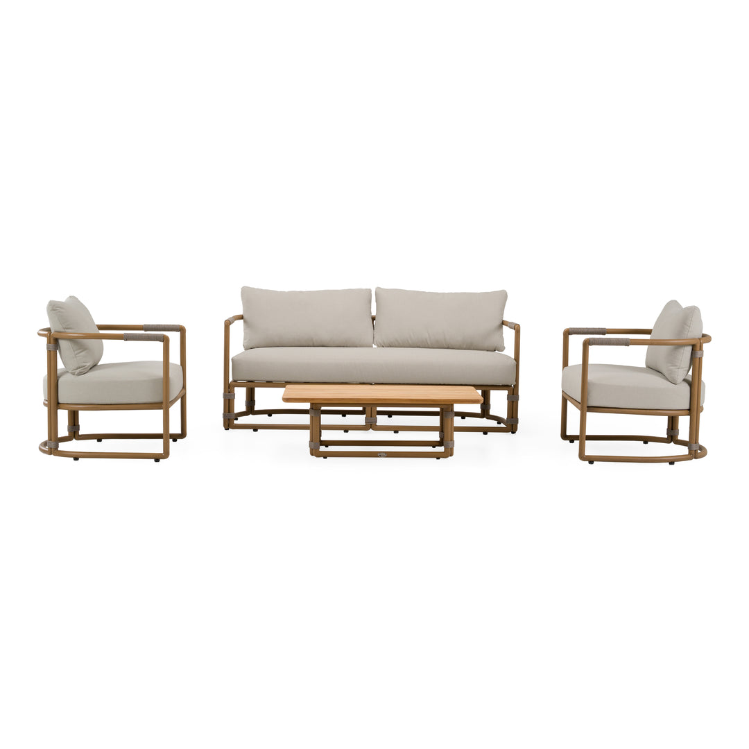 Malta - Outdoor Light Grey + Teak Sofa Set