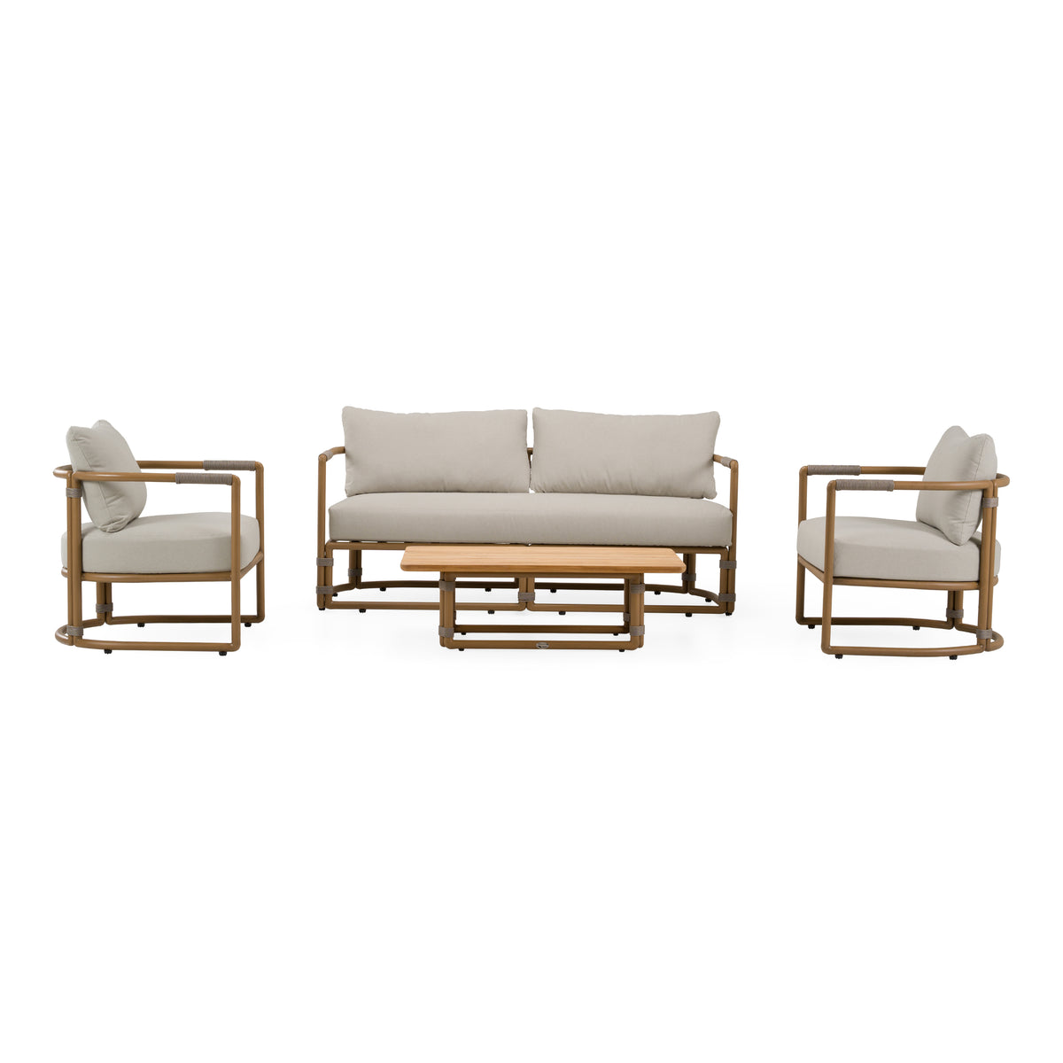 Malta - Outdoor Light Grey + Teak Sofa Set