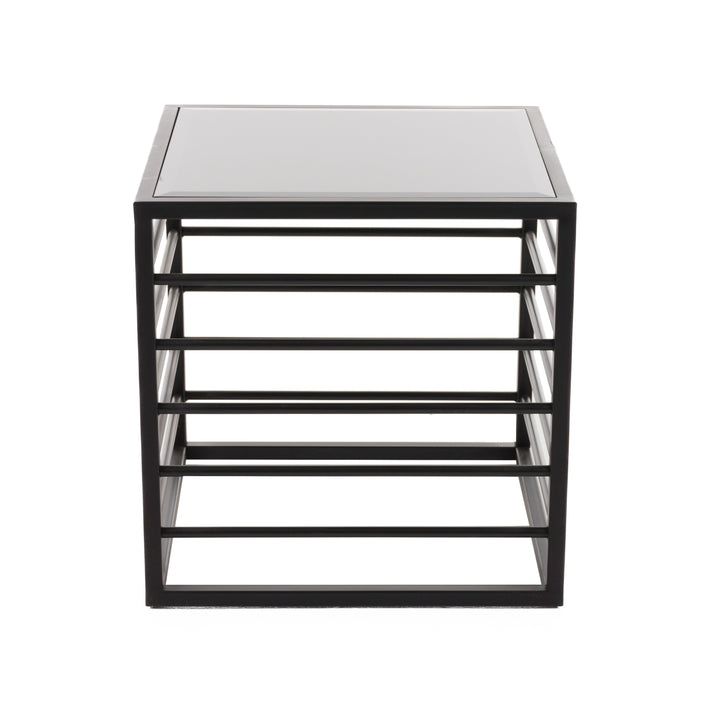 Malvo - Modern Black  Glass End Table