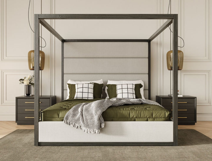 Manhattan - Contemporary Canopy Grey Bed -queen