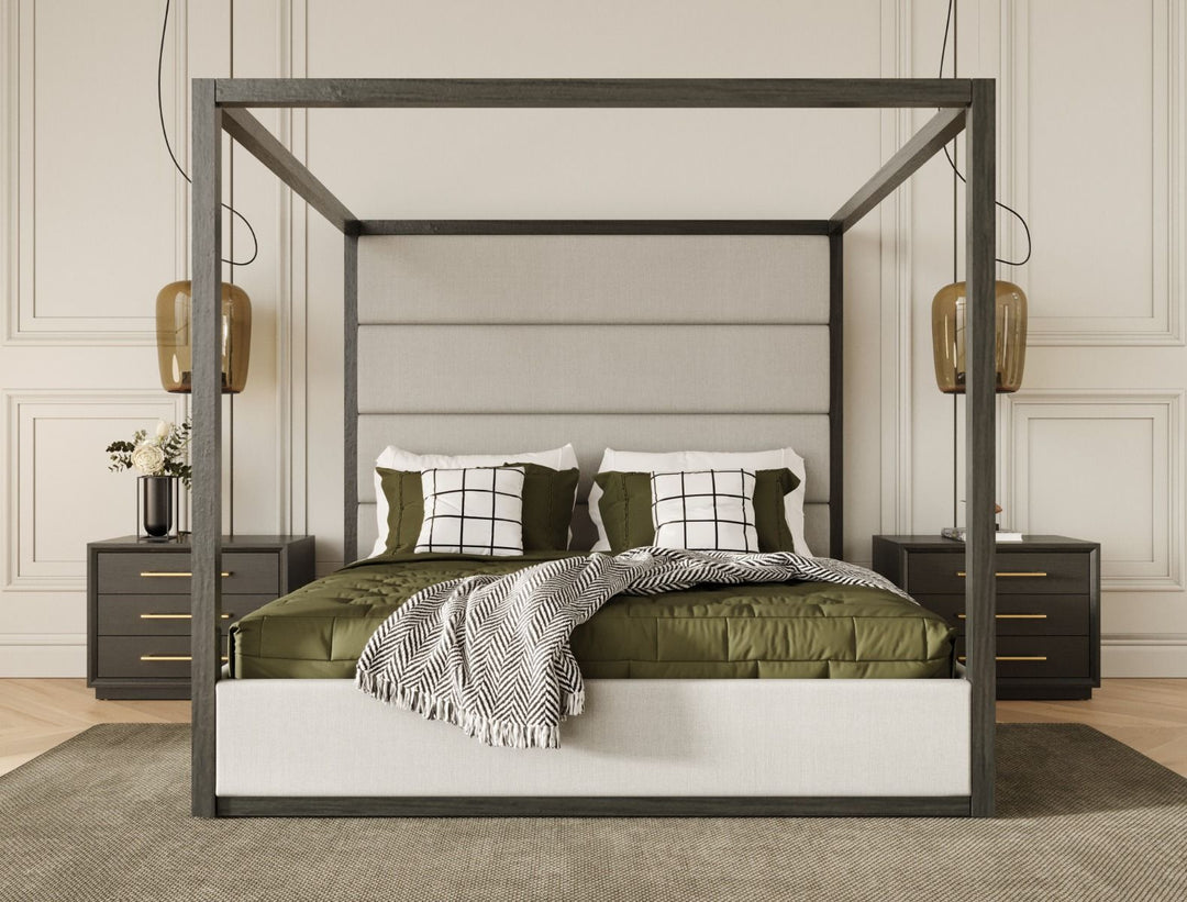 Manhattan - Contemporary Canopy Grey Bed -queen