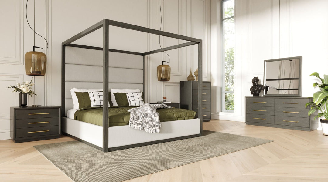 Manhattan- Contemporary Canopy Grey Bedroom Set-eastern