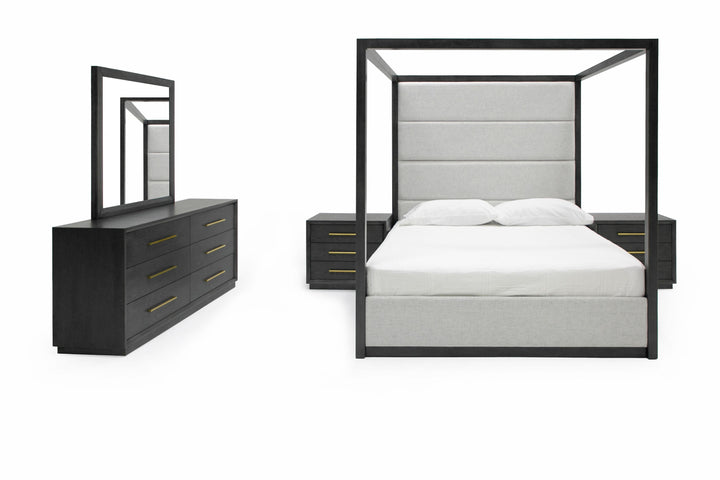 Manhattan- Contemporary Canopy Grey Bedroom Set-queen