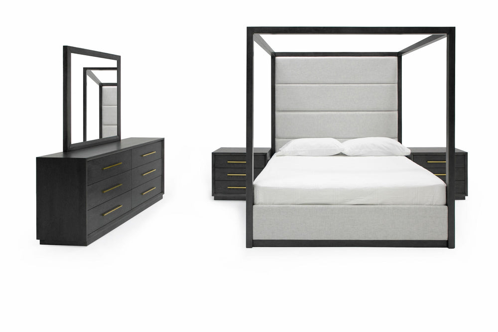 Manhattan- Contemporary Canopy Grey Bedroom Set-queen
