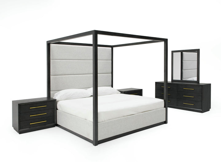 Manhattan- Contemporary Canopy Grey Bedroom Set-queen