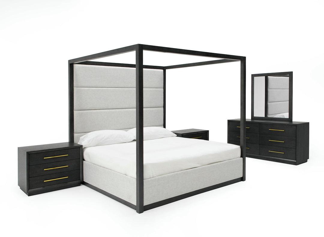 Manhattan- Contemporary Canopy Grey Bedroom Set-queen