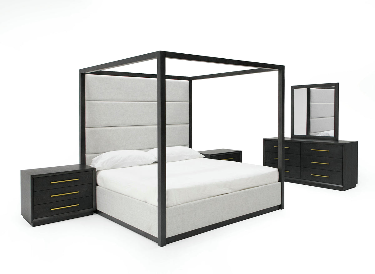 Manhattan- Contemporary Canopy Grey Bedroom Set-queen - View 2