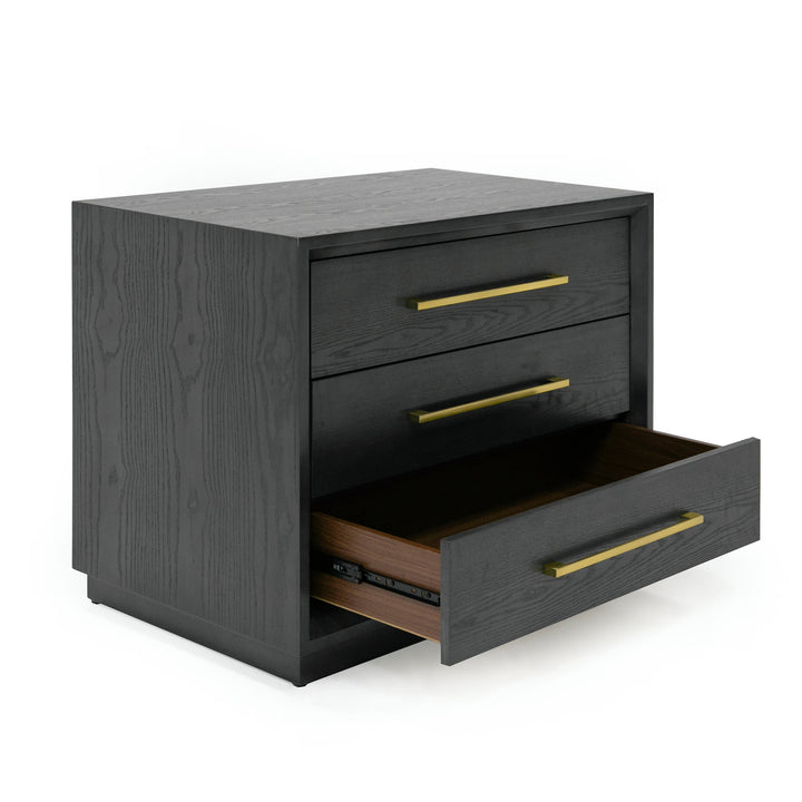 Manhattan  Contemporary Grey and Gold Nightstand