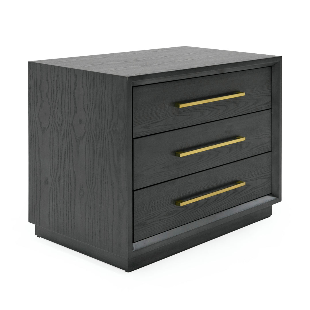 Manhattan  Contemporary Grey and Gold Nightstand
