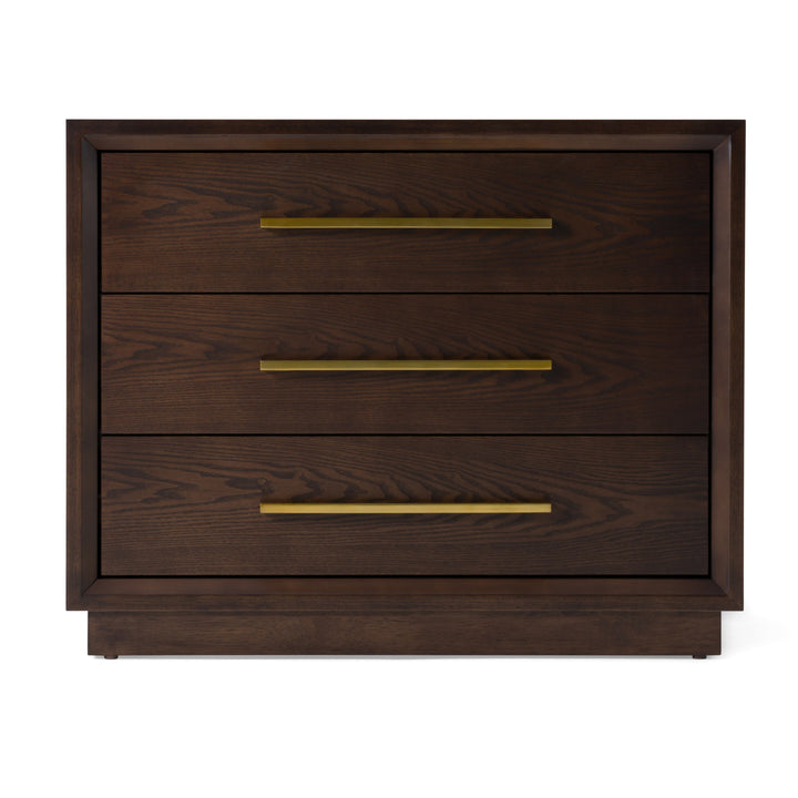 Manhattan - Contemporary Brown Oak and Gold Nightstand