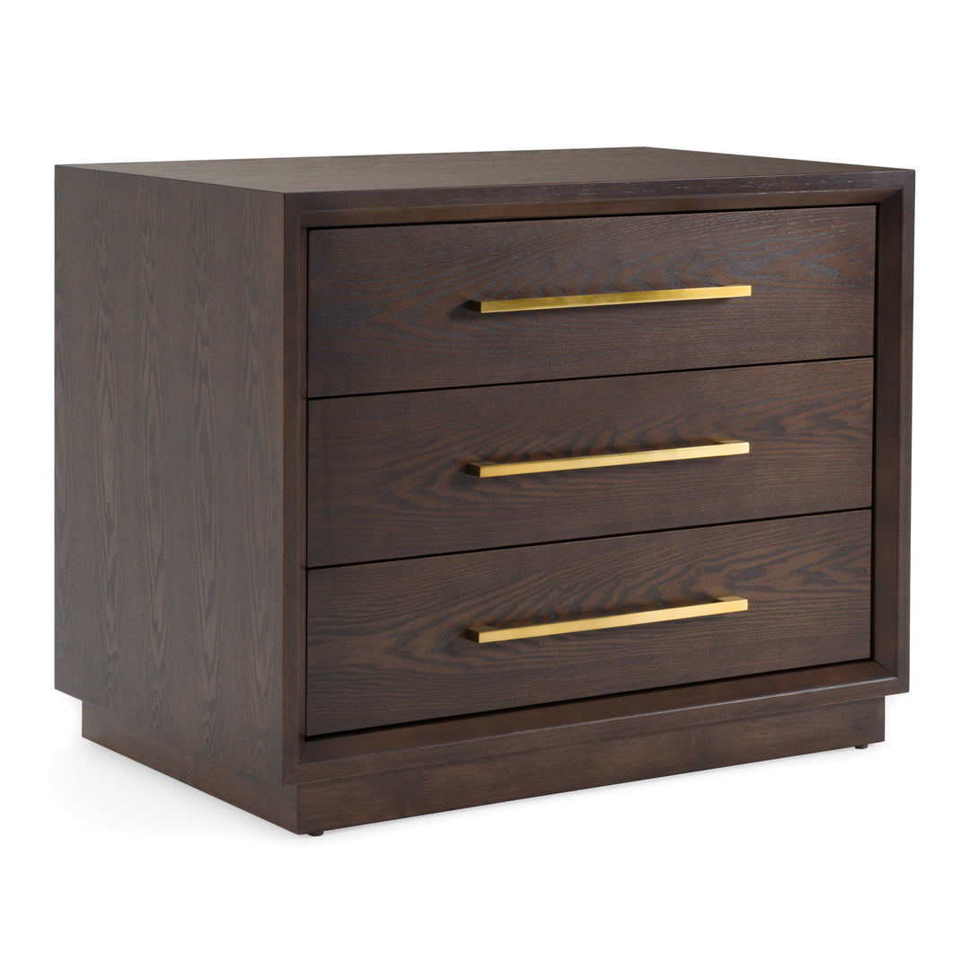 Manhattan  Contemporary Brown Oak and Gold Nightstand