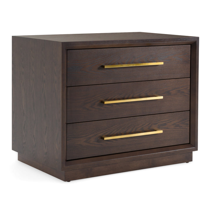 Manhattan  Contemporary Brown Oak and Gold Nightstand