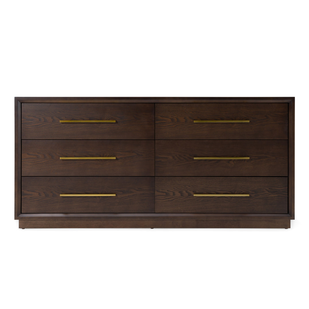 Manhattan  Contemporary Brown Oak and Gold Dresser