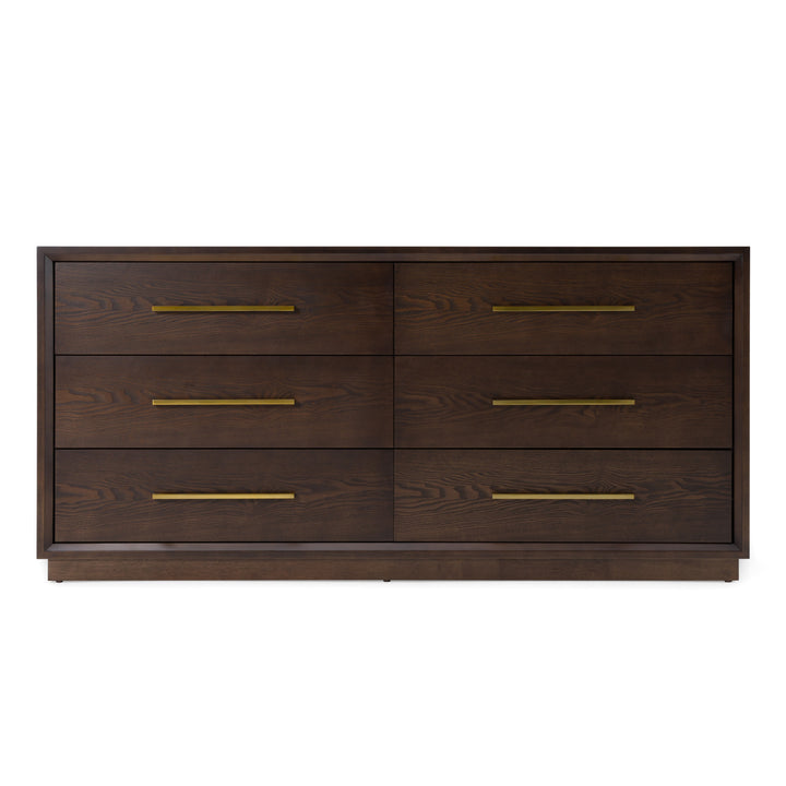 Manhattan  Contemporary Brown Oak and Gold Dresser