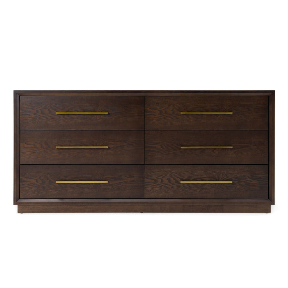 Manhattan - Contemporary Brown Oak and Gold Dresser