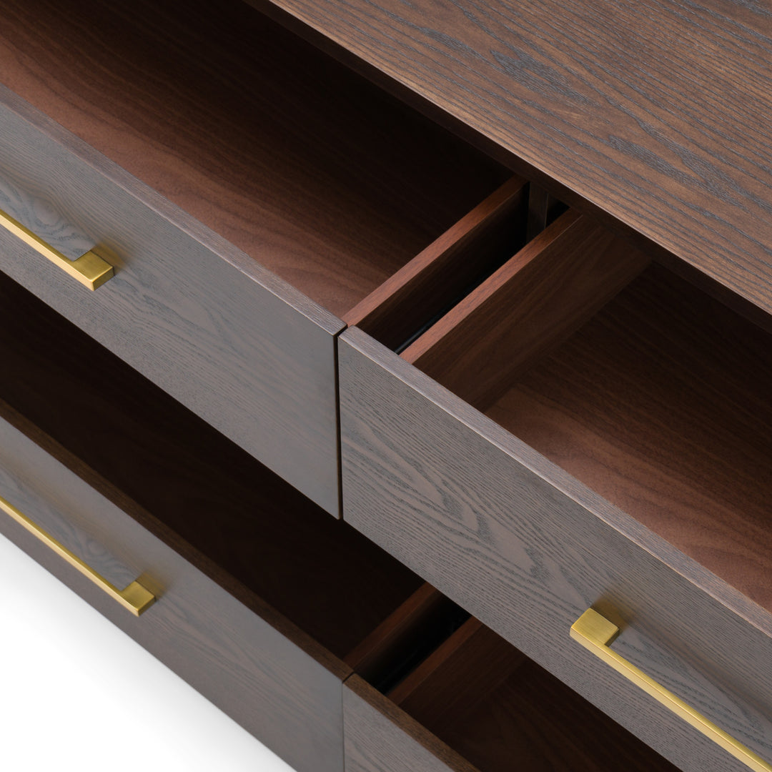 Manhattan - Contemporary Brown Oak and Gold Dresser