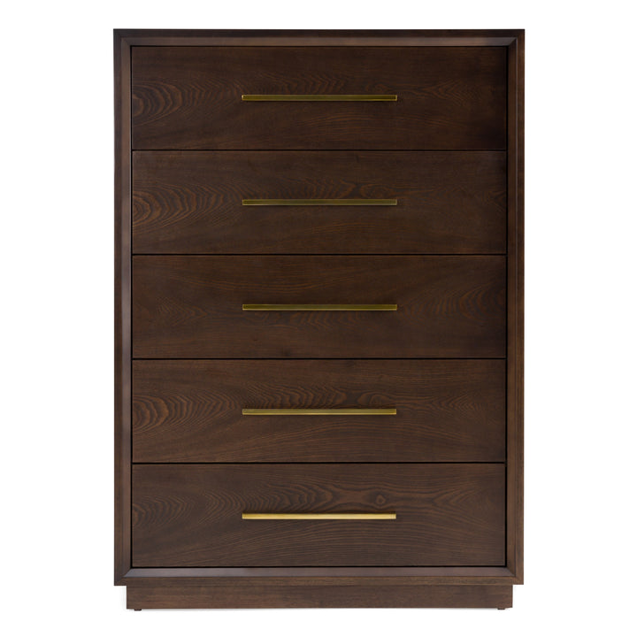 Manhattan - Contemporary Brown Oak and Gold Chest
