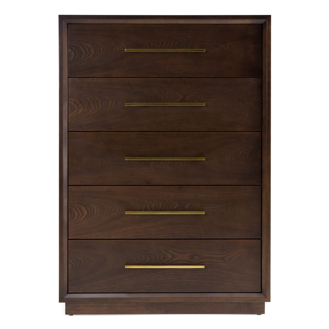 Manhattan - Contemporary Brown Oak and Gold Chest