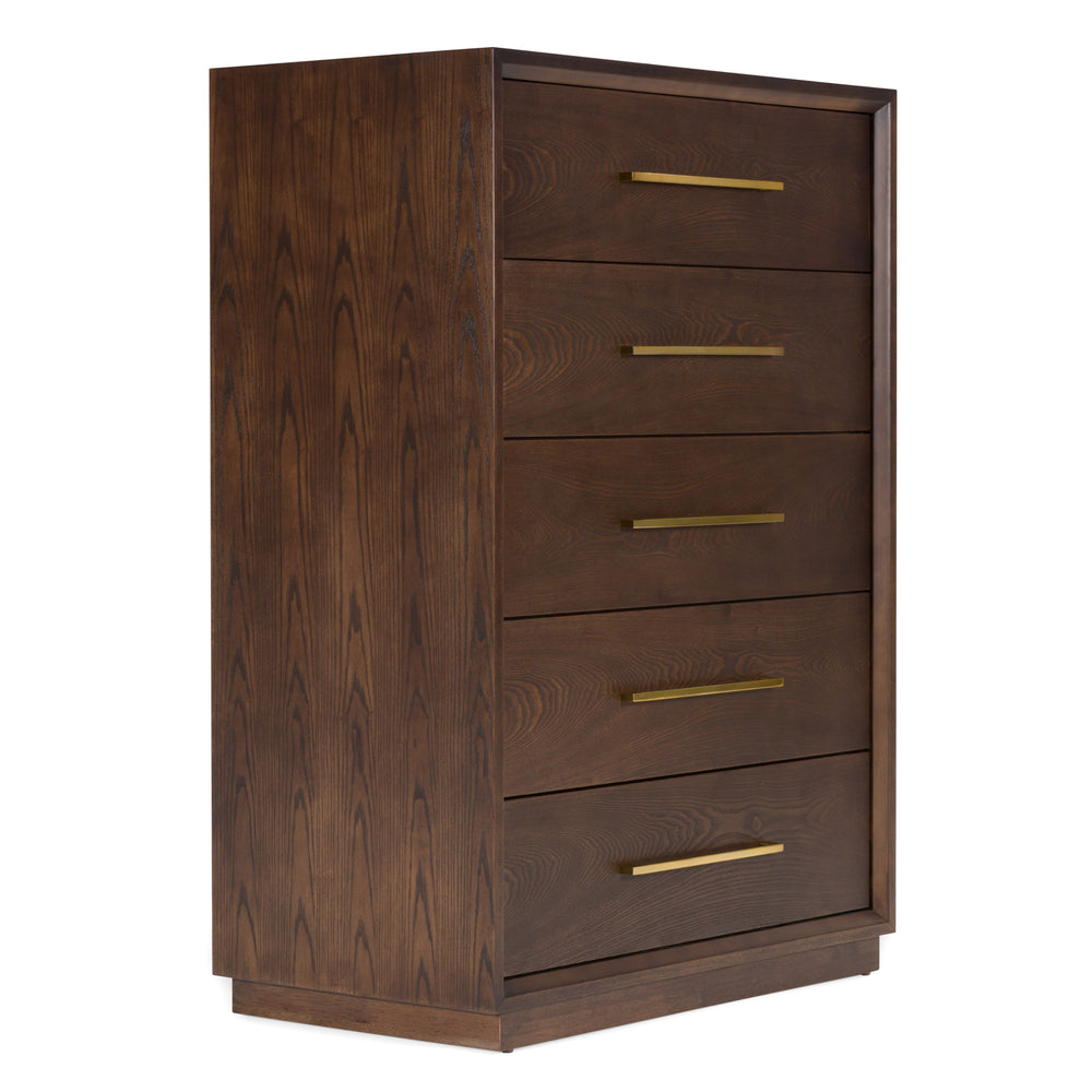 Manhattan - Contemporary Brown Oak and Gold Chest - View 3