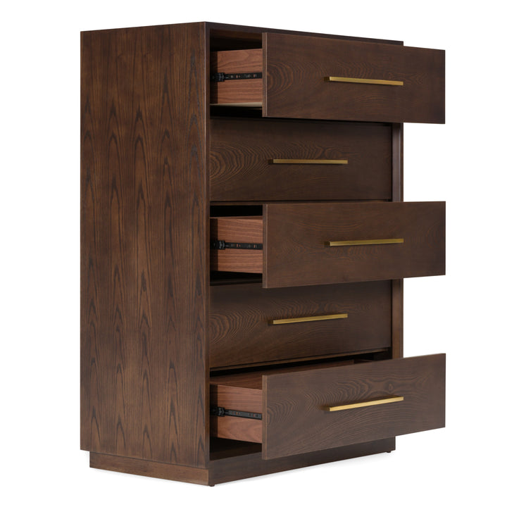 Manhattan - Contemporary Brown Oak and Gold Chest