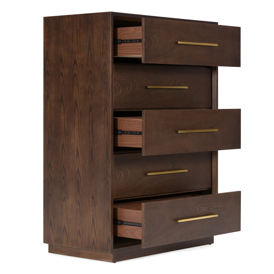 Manhattan - Contemporary Brown Oak and Gold Chest