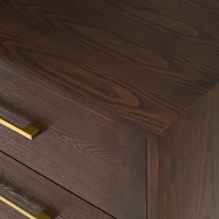 Manhattan - Contemporary Brown Oak and Gold Chest